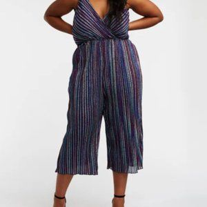 Charlotte Russe Plus Size Glitter Rainbow Stripe Jumpsuit 3X/4X